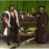 Holbein the younger's meticulous portrait of the French diplomats to London in 1533. (see the brush strokes?)