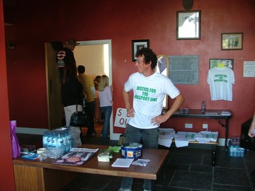 Click on image to see full-sized version Ritchie Jones looking after the door.