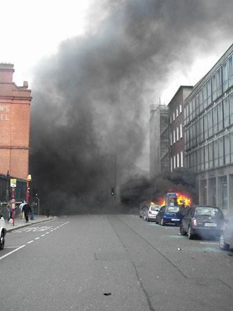 Burning Car in Nassau Street