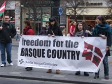 Basque supporters hold Dublin branch banner