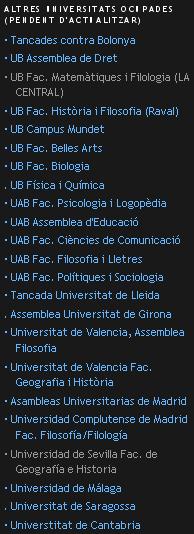 occupied universities in Catalunya and Spain, most of BCN is occupied