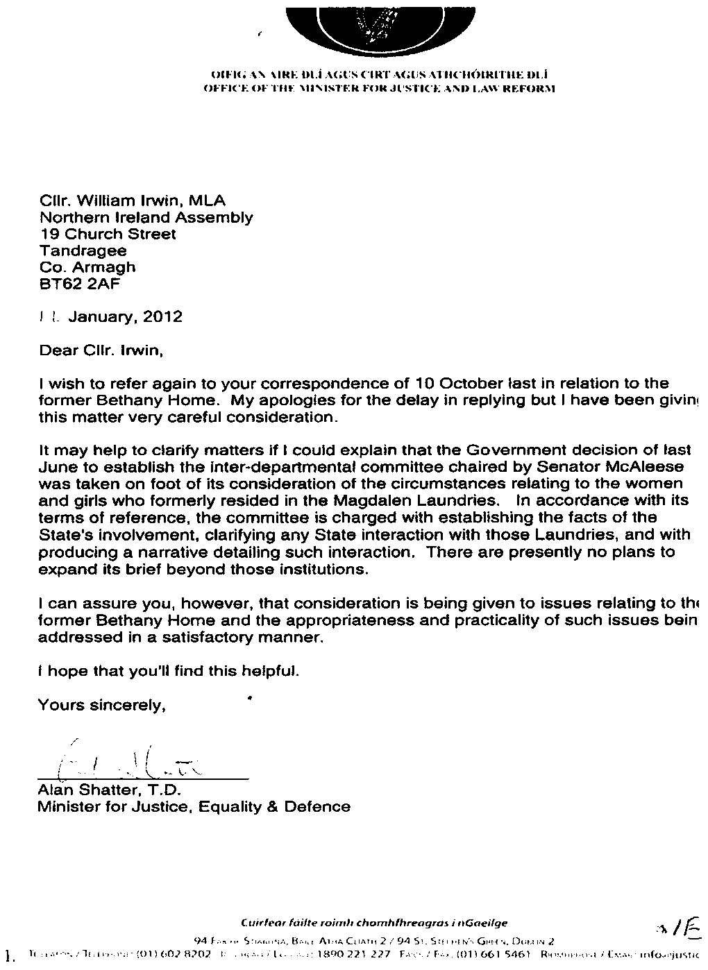 government considers bethany home probe indymedia ireland mla format for a letter