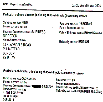 Registration form from the CRO