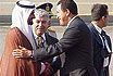 Hugo greets his arabic brother Amr Moussa (or it might have been Ahmed Benhelli) [they all look alike] in Caracas last Tuesday.