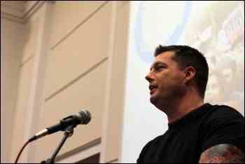 Click on image to see full-sized version Joe Simpson, POA assistant general secretary, addresses Socialist Party conference 2011,