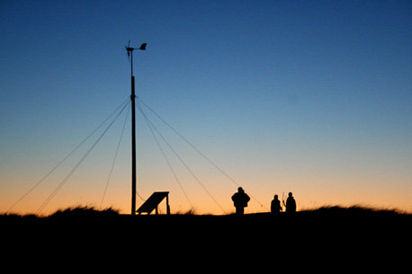 Clean energy: the camp generates electricity using a wind turbine and solar panels