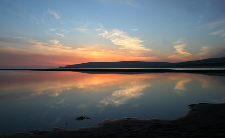 A tidal pool on the beach