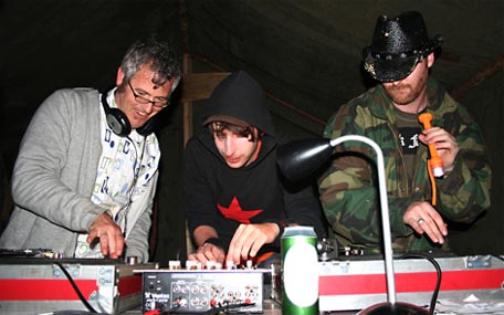 DJs in a specially-erected marquee on the beach for the Sunday night party