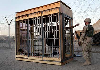 US Guantanamo torture-cage at Abu Ghraib prison