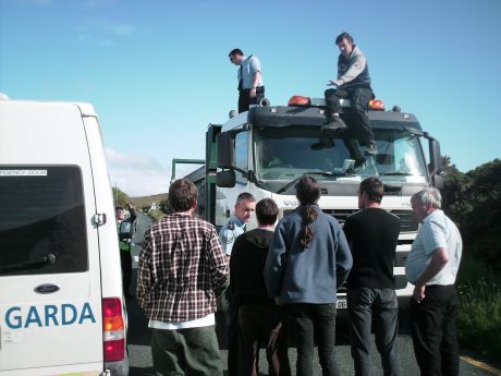 Click on image to see full-sized version Blocking the trucks, 10th June