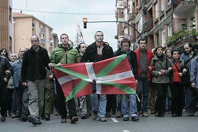People with basque flag