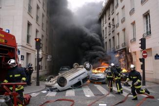 Torched cars in Paris today