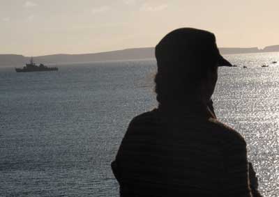 Irish navy gunboat guards Shell in Broadhaven bay