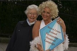 Sr Hilary Lyons, President, SLIP and Marilyn Monroe look-alike Tracey McCracken at the launch of the SLIP Diamond Awareness Campaign