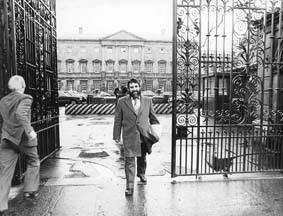 Click on image to see full-sized version Eddie Fullerton at the gates of Leinster House
