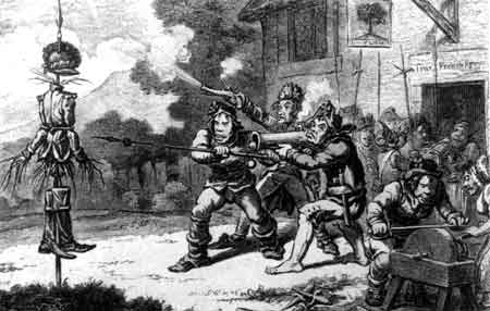 Click on image to see full-sized version Loyalist cartoon of United Irishmen in training