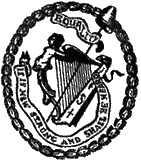 United Irish seal with the harp of liberty - the female figure subsequently vanished on later harps