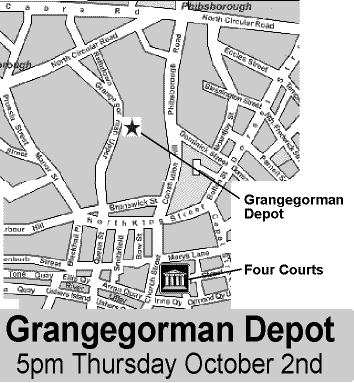 Map showing depot and four courts