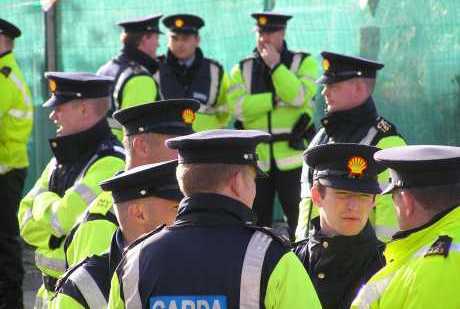 Cops at the Shell terminal site in Mayo, Ireland