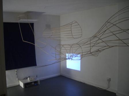 upstairs in Pallas heights- vid and sculpture installation