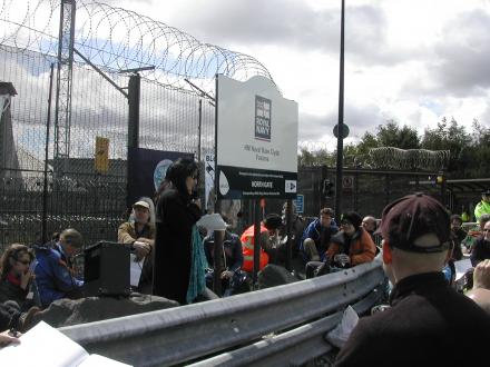 Click on image to see full-sized version Yassmine Mather Speaks at Blockade Of Faslane UK/US Nuclear Submarine Base