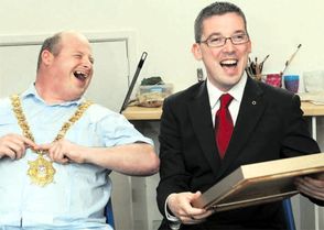 Click on image to see full-sized version SIPTU facilitate Belfast Mayor Niall O'Donnghaile visit to Art Ability in June