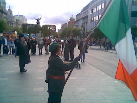 A Cumann na mBán representative at the 2011 Eve Of All-Ireland Rally , Dublin.