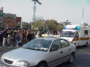 letting ambulances through the mass