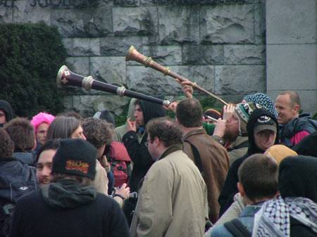 Buglers at the garden of remembrance