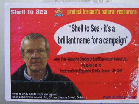 Shell to Sea Sticker, O'Connell Street, Dublin March 2006