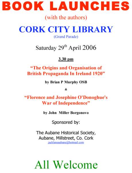 All Welcome to Cork launch of these important new studies on Ireland's War of Independence