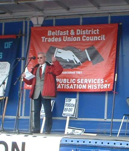sam nolan of the Dublin Council of Trade Unions delivers his annual speech