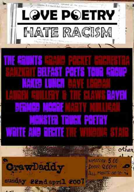 Love Poetry Hate Racism - Dublin, April 22nd