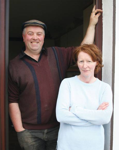 Willie Corduff with his wife Mary at the door of their farmhouse in Rossport, Co Mayo