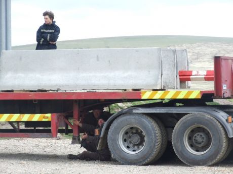 Willie Corduff & co on & under Shell's fencing lorry