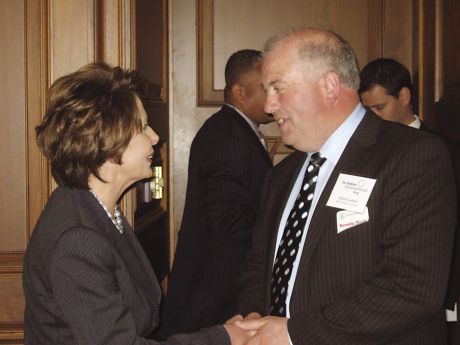 Willie Corduff meets Nancy Pelosi, Speaker of the US Congress, at a luncheon on Capitol Hill, Washington DC on Thursday, April 26th, 2007. Four days earlier Corduff was awarded the Goldman Environmental Prize in San Francisco. (Pic: Stephen Mills, Sierra)