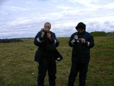 Mike Dwyer seen on right filming protestors at Shell to Sea protest