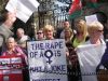 Protestors outside the Dail