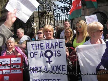 Protestors outside the Dail