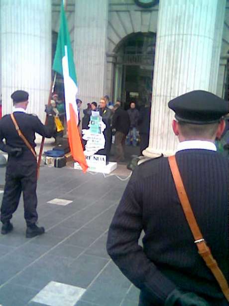 Cait Trainor delivering the oration at the GPO , Dublin, Easter Monday , 1st April 2013.
