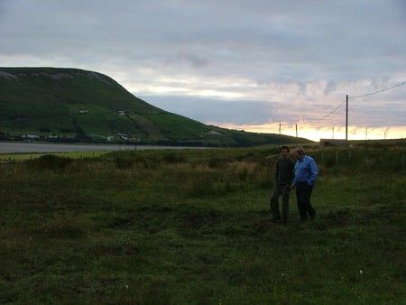 Keith from Donegal shows Philip from Irish Cattle & Sheepfarmers Association around campsite.