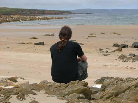 Glengad guard keeping an eye on Broadhaven Bay, with his back to...