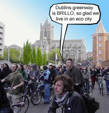 on our bikes, sep 22 : state of emergency, attemting to make the idea of dublin as an eco city a reality