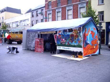 art encounter tent - emmet place, Cork 2-23 july 2005- the postcard on its way to the monks garden