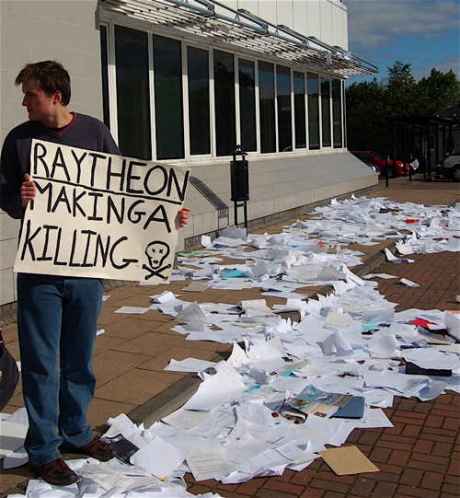 Files and papers were thrown from windows during the protest.
