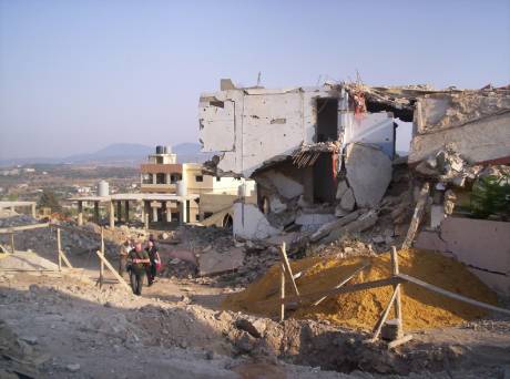 Destroyed village of Bint Jbayl on the Lebanese/Israel border