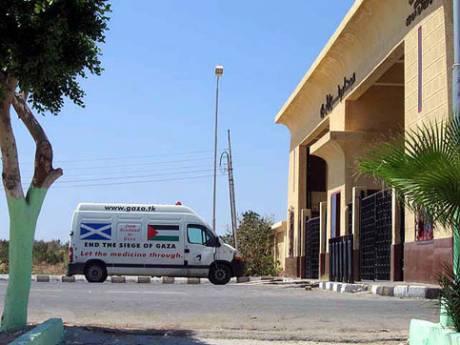 Scottish humanitarian Khalil al-Niss and his wife Linda Willis at the Rafah crossing barred from delivering medical supplies to Gaza  