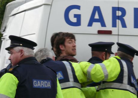 Mob-handed 'arrest' of protestor this morning