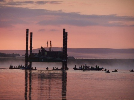 Stopping workers getting on and watching the sun rise!