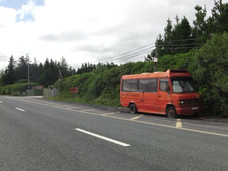 Old Campaign Bus and main entrance to refinery